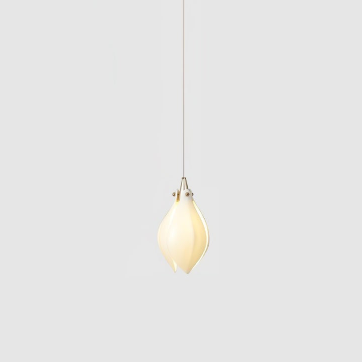 Floral Ceramic & Brass Pendant Light with Adjustable Hanging