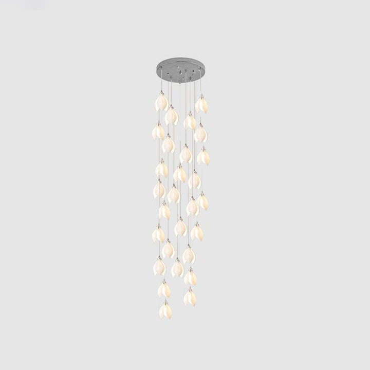 Floral Ceramic & Brass Pendant Light with Adjustable Hanging