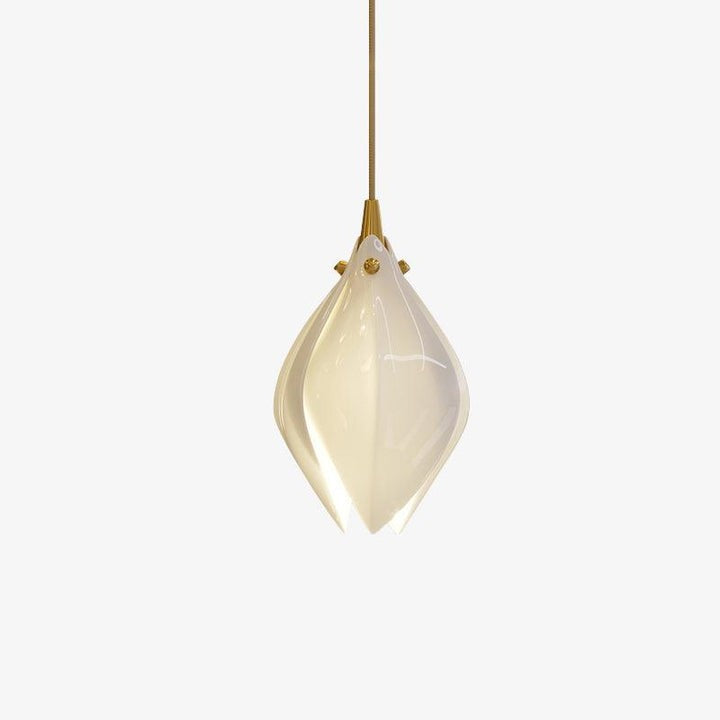 Floral Ceramic & Brass Pendant Light with Adjustable Hanging
