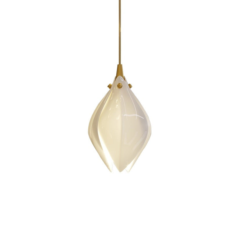 Floral Ceramic & Brass Pendant Light with Adjustable Hanging