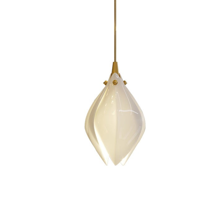 Floral Ceramic & Brass Pendant Light with Adjustable Hanging
