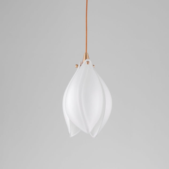 Floral Ceramic & Brass Pendant Light with Adjustable Hanging
