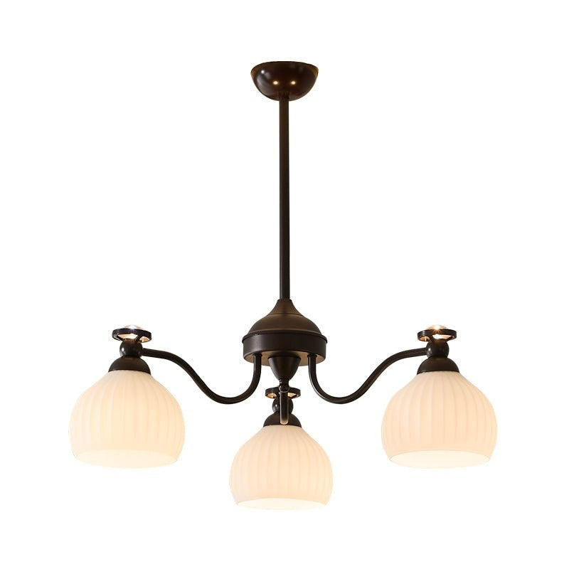Floral Glass Shade Chandelier – Modern LED Ceiling Light