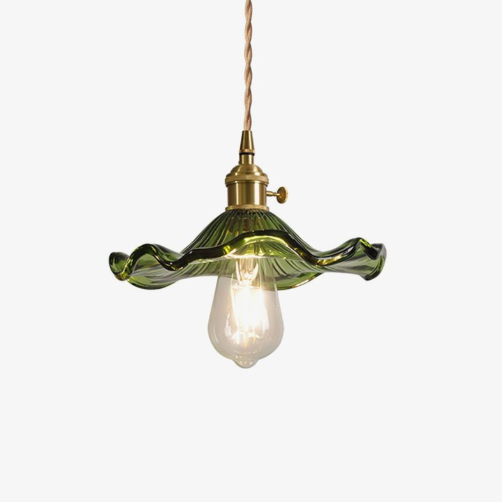 Fluted Hibiscus Glass Swag Pendant Light