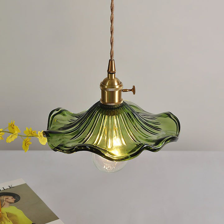 Fluted Hibiscus Glass Swag Pendant Light