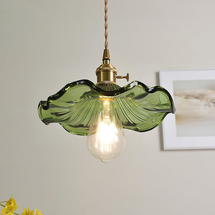 Fluted Hibiscus Glass Swag Pendant Light