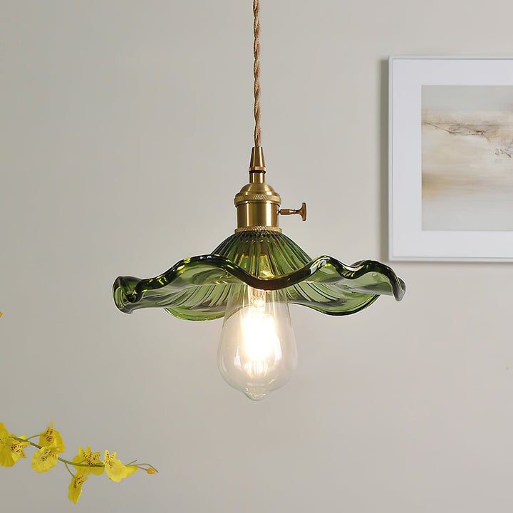 Fluted Hibiscus Glass Swag Pendant Light