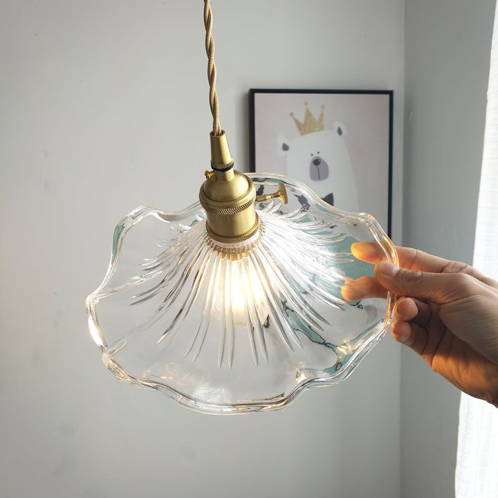Fluted Hibiscus Glass Swag Pendant Light