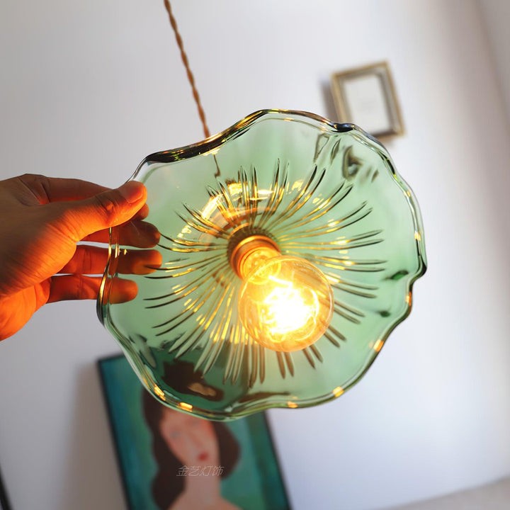 Fluted Hibiscus Glass Swag Pendant Light