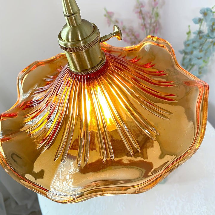 Fluted Hibiscus Glass Swag Pendant Light