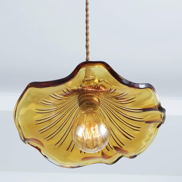 Fluted Hibiscus Glass Swag Pendant Light