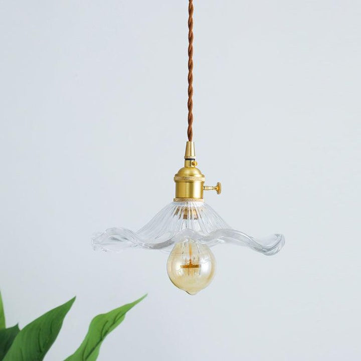 Fluted Hibiscus Glass Swag Pendant Light