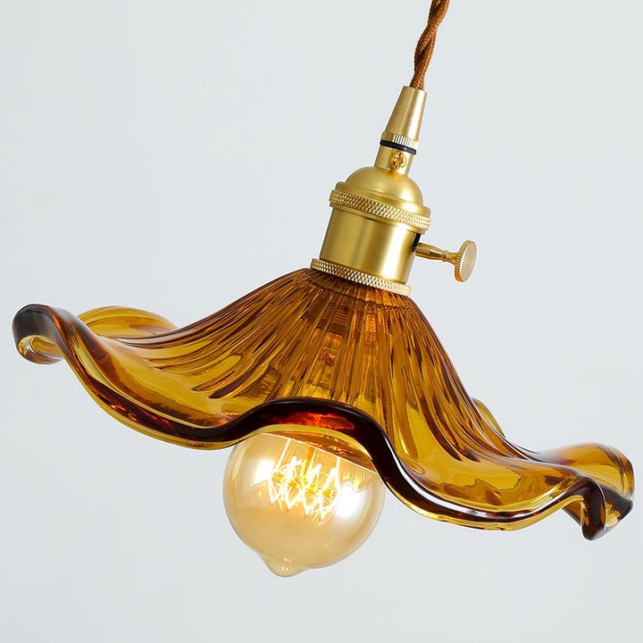 Fluted Hibiscus Glass Swag Pendant Light