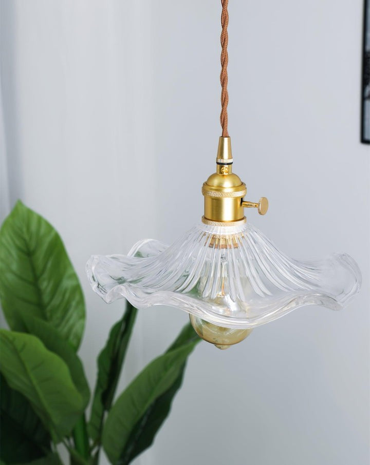 Fluted Hibiscus Glass Swag Pendant Light