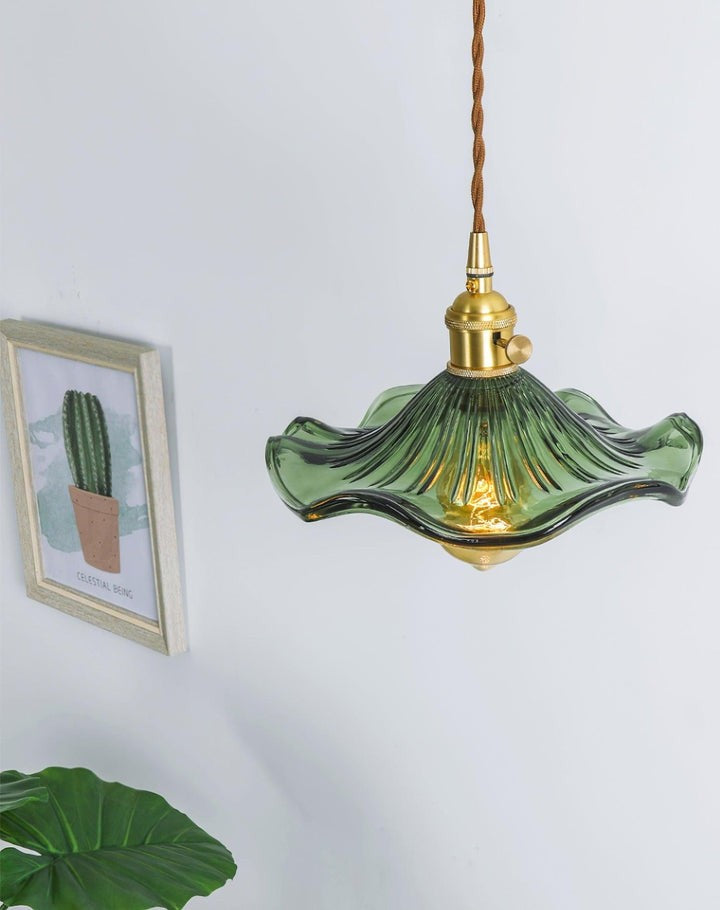 Fluted Hibiscus Glass Swag Pendant Light