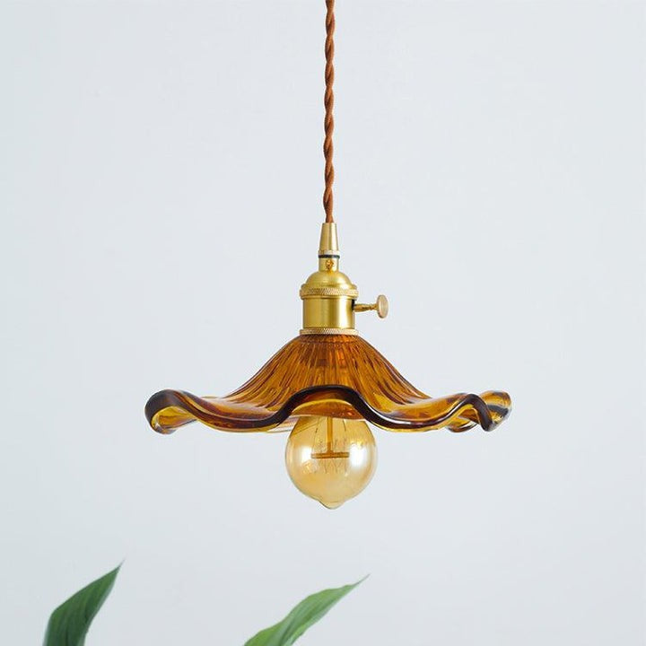 Fluted Hibiscus Glass Swag Pendant Light