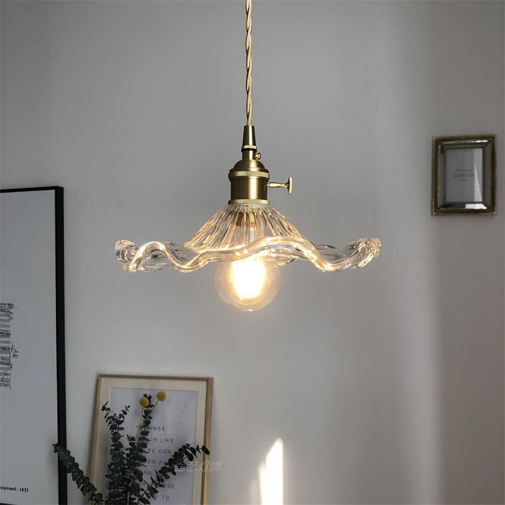 Fluted Hibiscus Glass Swag Pendant Light