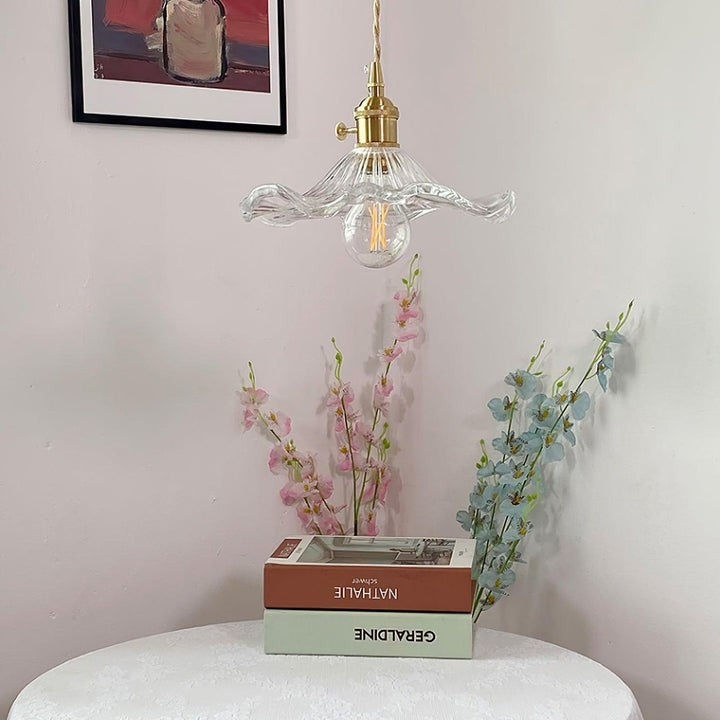 Fluted Hibiscus Glass Swag Pendant Light