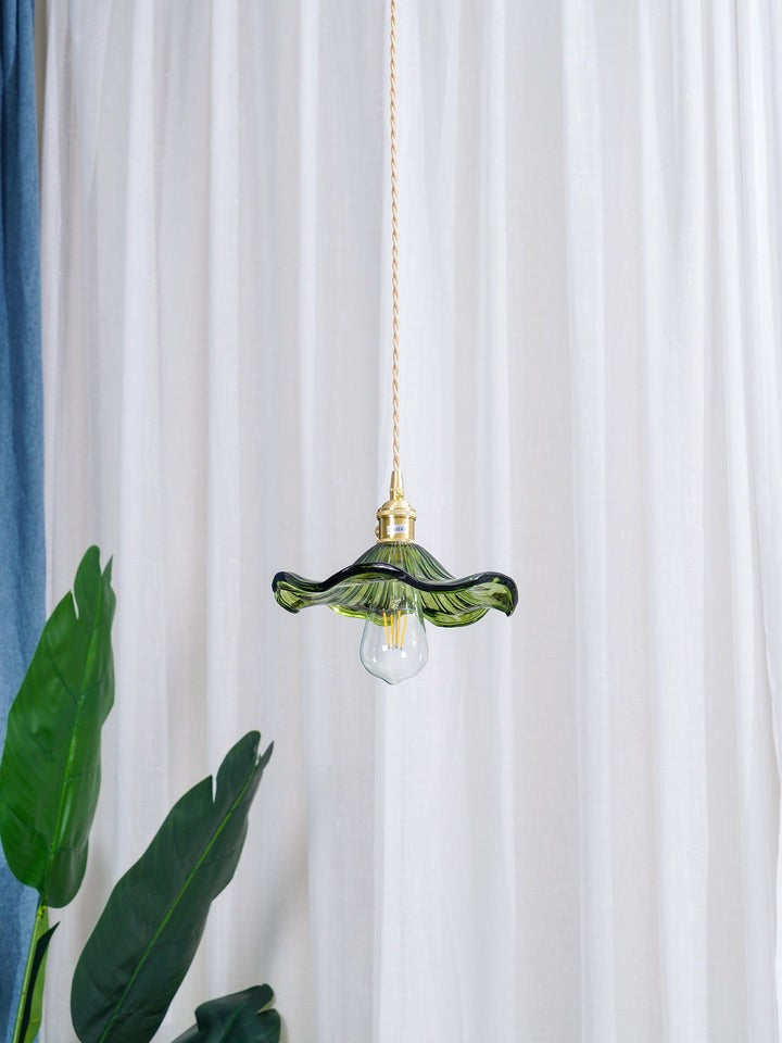 Fluted Hibiscus Glass Swag Pendant Light