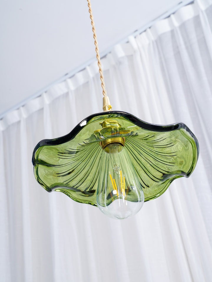 Fluted Hibiscus Glass Swag Pendant Light