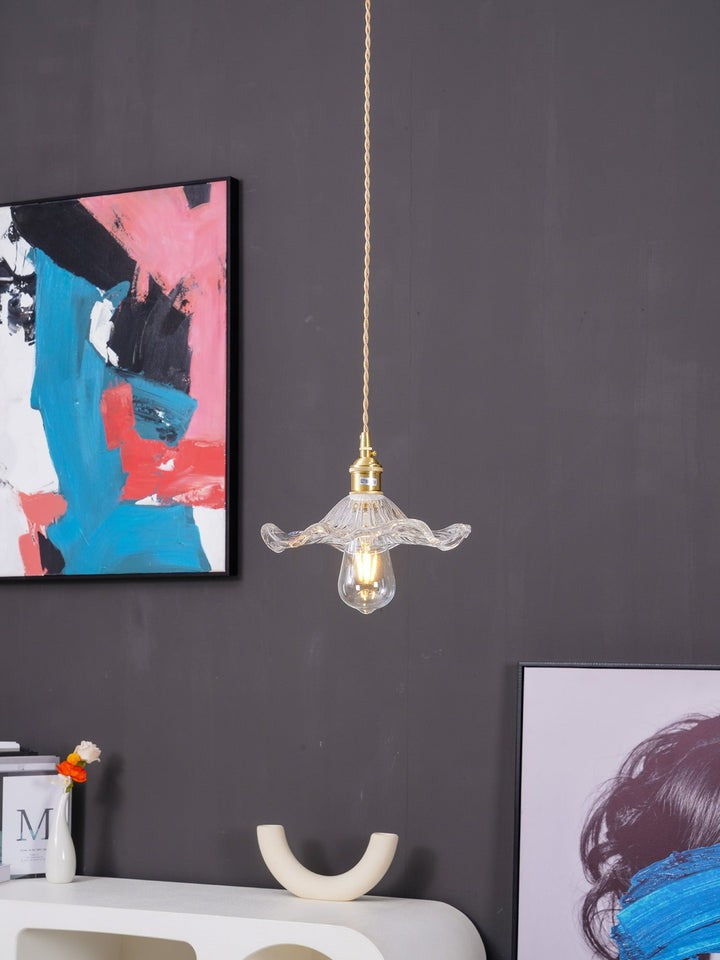 Fluted Hibiscus Glass Swag Pendant Light