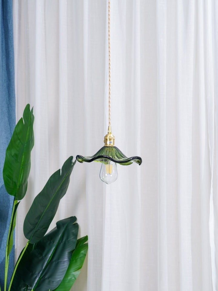 Fluted Hibiscus Glass Swag Pendant Light