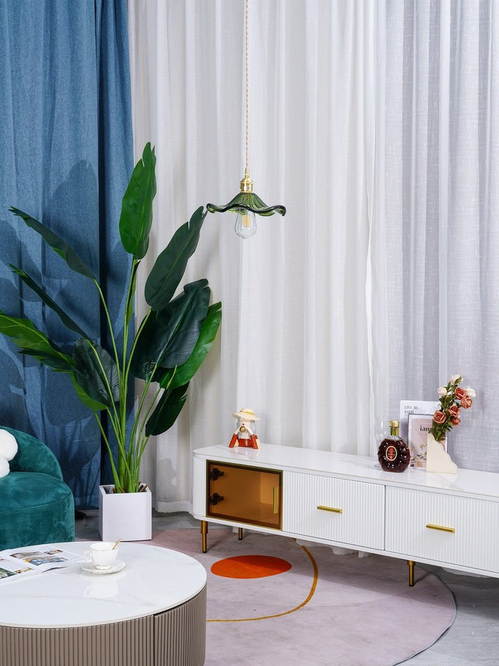 Fluted Hibiscus Glass Swag Pendant Light