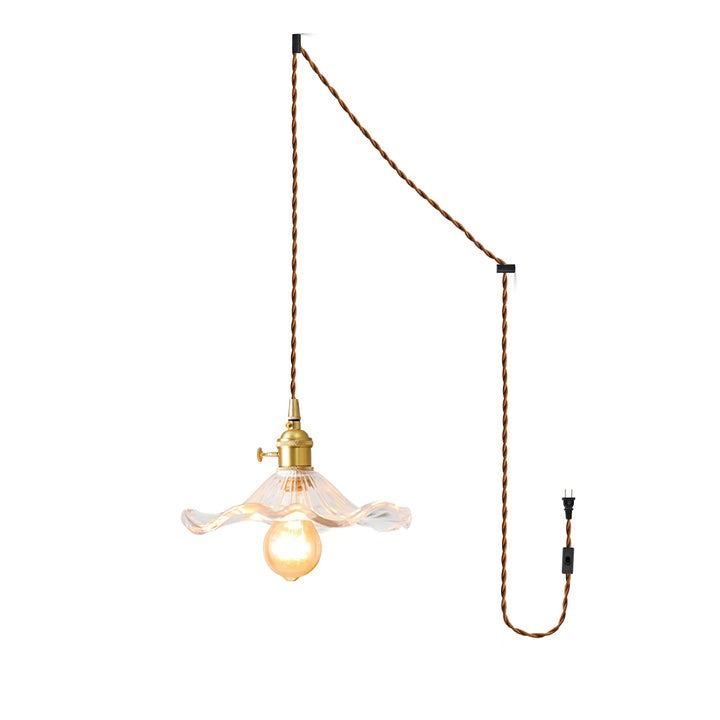 Fluted Hibiscus Glass Swag Pendant Light