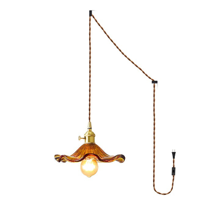 Fluted Hibiscus Glass Swag Pendant Light