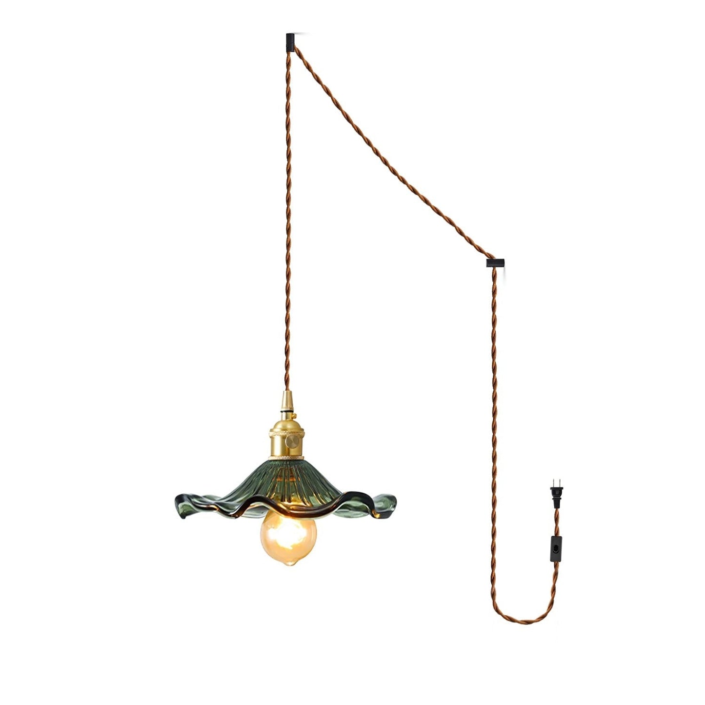 Fluted Hibiscus Glass Swag Pendant Light