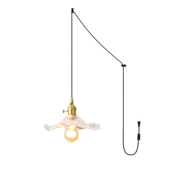 Fluted Hibiscus Glass Swag Pendant Light