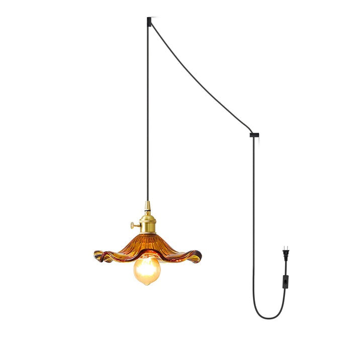 Fluted Hibiscus Glass Swag Pendant Light