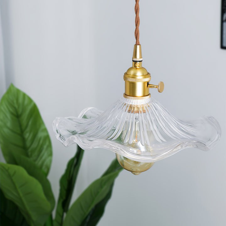 Fluted Hibiscus Glass Swag Pendant Light