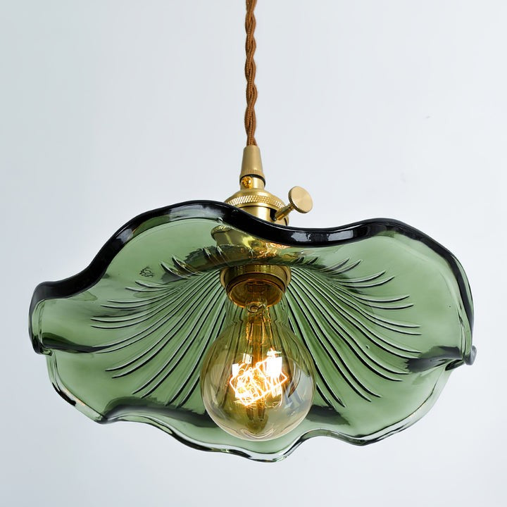 Fluted Hibiscus Glass Swag Pendant Light