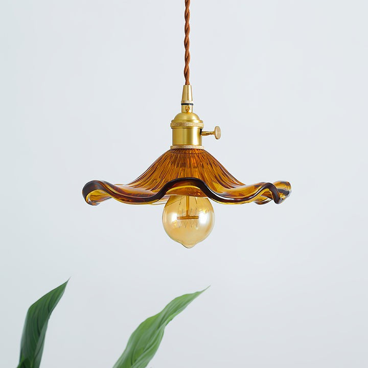 Fluted Hibiscus Glass Swag Pendant Light