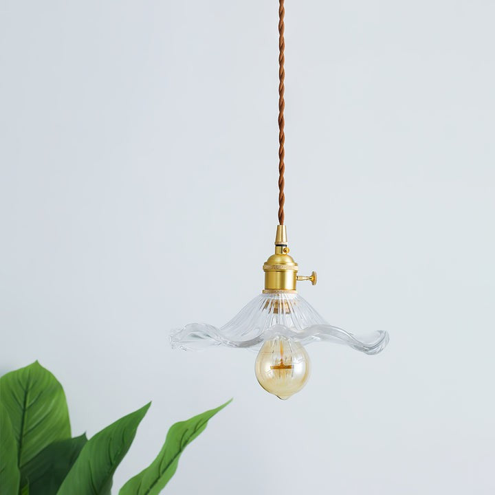 Fluted Hibiscus Glass Swag Pendant Light