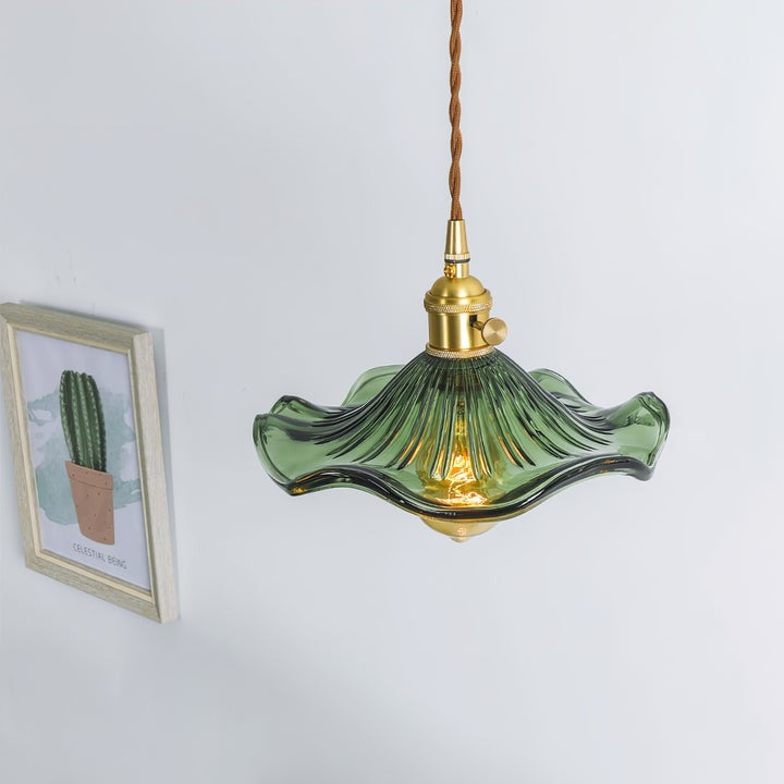 Fluted Hibiscus Glass Swag Pendant Light