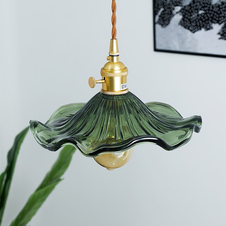 Fluted Hibiscus Glass Swag Pendant Light