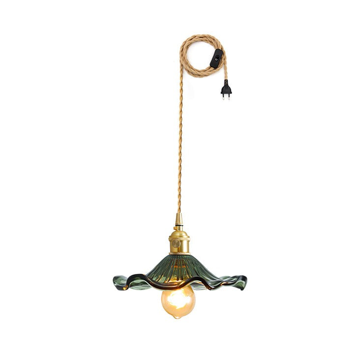 Fluted Hibiscus Glass Swag Pendant Light