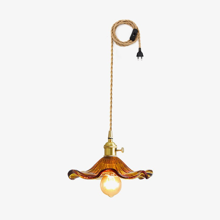 Fluted Hibiscus Glass Swag Pendant Light