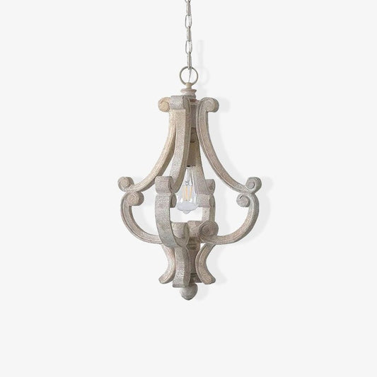French Country Metal & Wood Ceiling Pendant Light