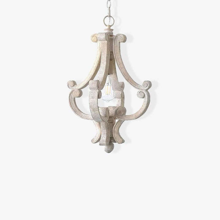 French Country Metal & Wood Ceiling Pendant Light