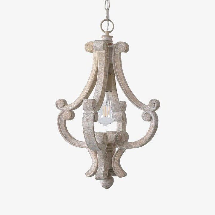 French Country Metal & Wood Ceiling Pendant Light