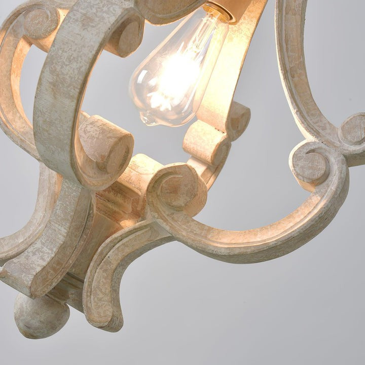 French Country Metal & Wood Ceiling Pendant Light