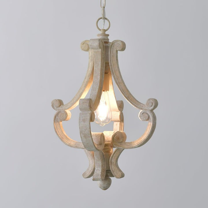 French Country Metal & Wood Ceiling Pendant Light