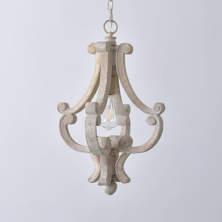 French Country Metal & Wood Ceiling Pendant Light