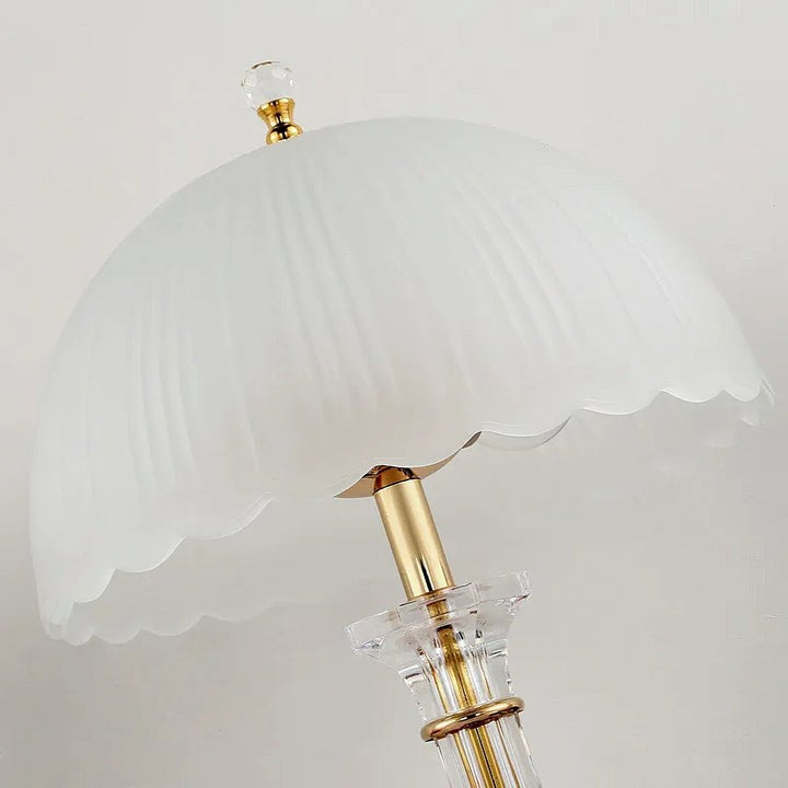 Frosted Glass Dome Table Lamp with Black Metal Frame