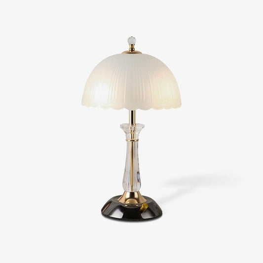 Frosted Glass Dome Table Lamp with Black Metal Frame