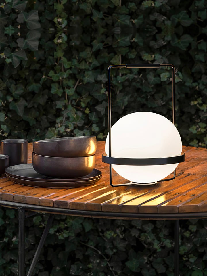 Garden-Inspired LED Table Lamp with Planter & Acrylic Globe