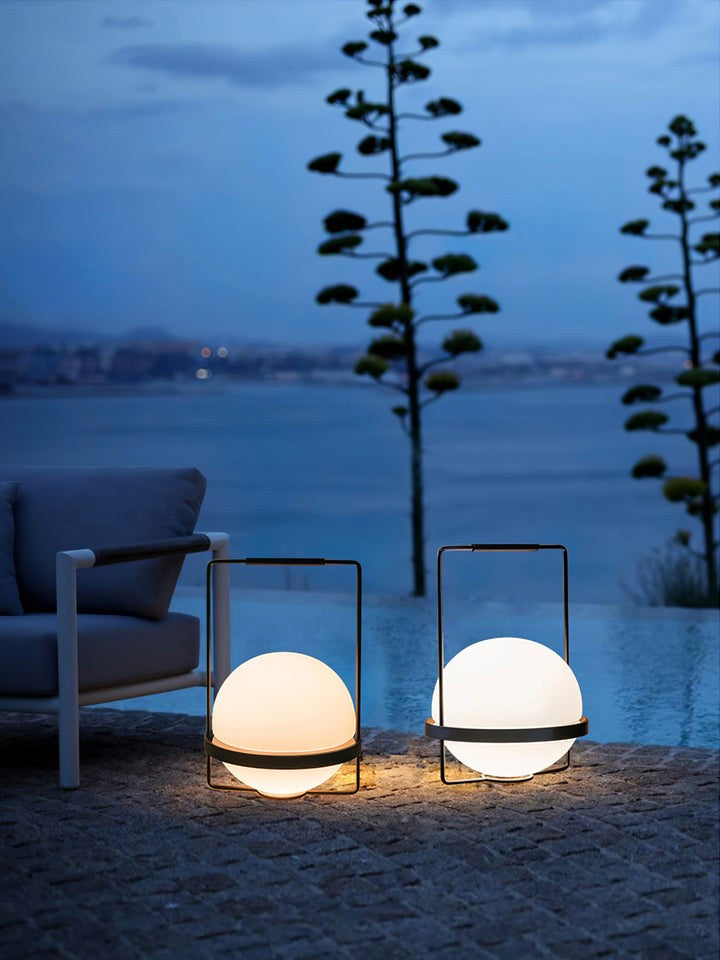 Garden-Inspired LED Table Lamp with Planter & Acrylic Globe